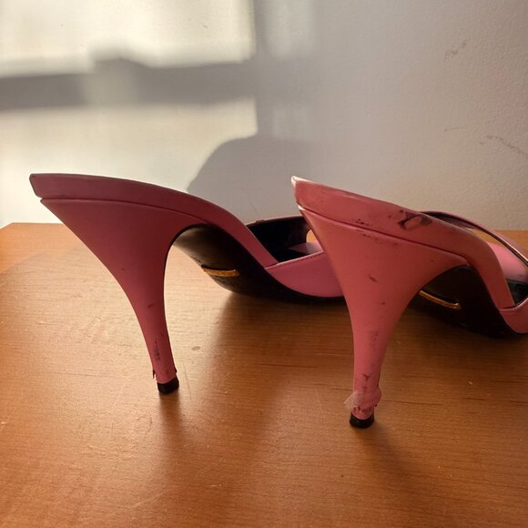 GUCCI Scarlet Pink Patent Leather Heel Mules Slides Sandals FW2019 Size 36.5 - Picture 6 of 7